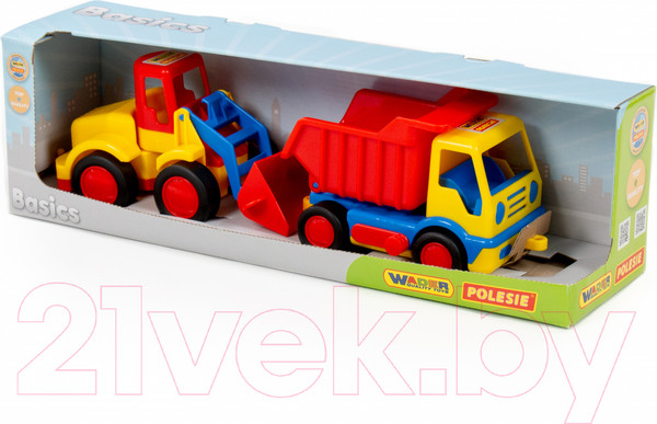 Изображение товара Набор игрушечной техники Полесье Базик с погрузчиком / 42101