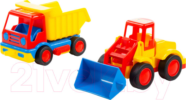 Изображение товара Набор игрушечной техники Полесье Базик с погрузчиком / 42101