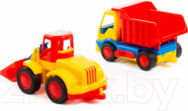 Изображение товара Набор игрушечной техники Полесье Базик с погрузчиком / 42101