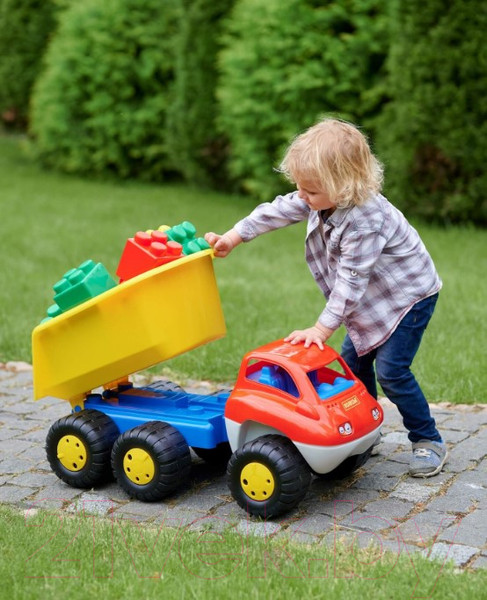 Изображение товара Самосвал игрушечный Полесье с прицепом Дакар / 46116 (в пакете)