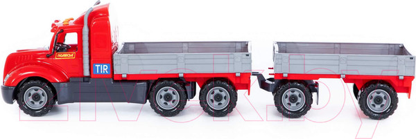 Изображение товара Самосвал игрушечный Полесье Майк бортовой с прицепом / 55545 (в сеточке)