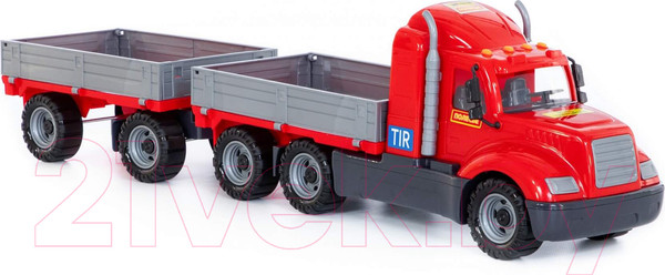 Изображение товара Самосвал игрушечный Полесье Майк бортовой с прицепом / 55545 (в сеточке)