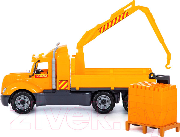 Изображение товара Кран игрушечный Полесье Майк с манипулятором и конструктором Супер-Микс / 58508 (в лотке)