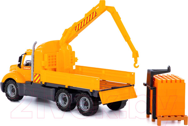 Изображение товара Кран игрушечный Полесье Майк с манипулятором и конструктором Супер-Микс / 58508 (в лотке)