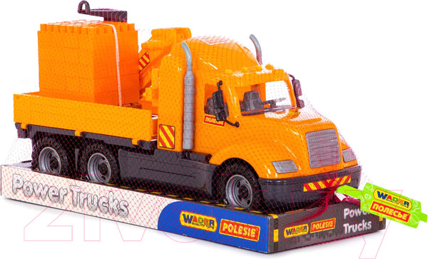 Изображение товара Кран игрушечный Полесье Майк с манипулятором и конструктором Супер-Микс / 58508 (в лотке)