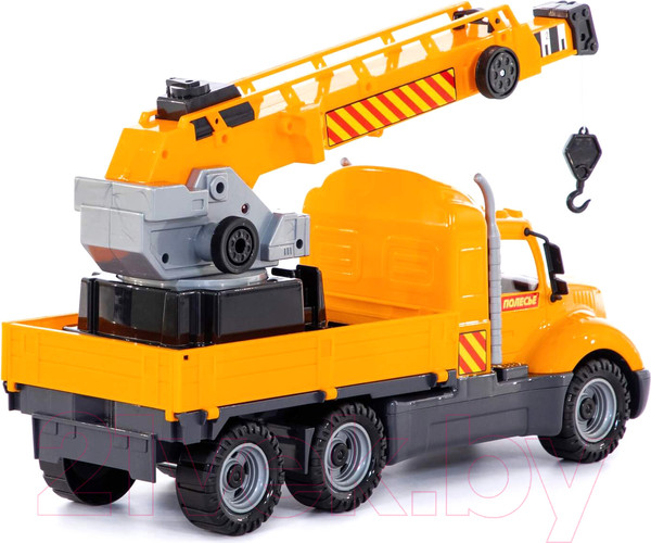Изображение товара Кран игрушечный Полесье Майк с поворотной платформой / 55613 (в сеточке)