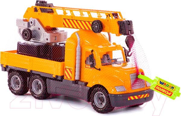 Изображение товара Кран игрушечный Полесье Майк с поворотной платформой / 55613 (в сеточке)