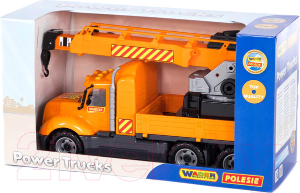 Изображение товара Кран игрушечный Полесье Майк с поворотной платформой / 61966 (в коробке)