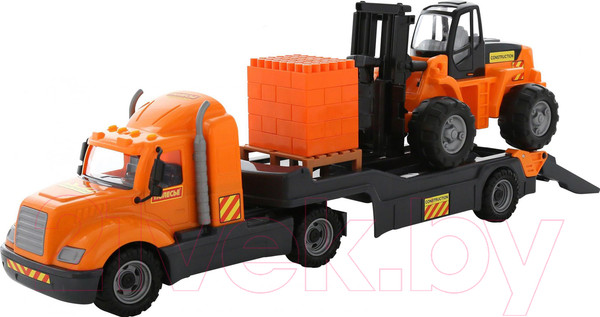 Изображение товара Набор игрушечной техники Полесье Майк с автокаром и конструктором / 55699 (в коробке)