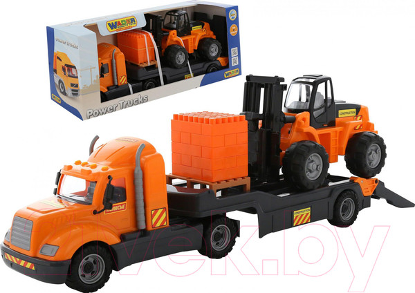 Изображение товара Набор игрушечной техники Полесье Майк с автокаром и конструктором / 55699 (в коробке)