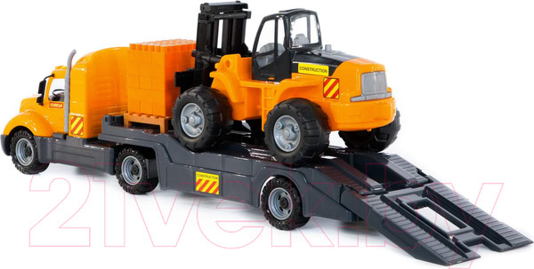 Изображение товара Набор игрушечной техники Полесье Майк с автокаром и конструктором / 55699 (в коробке)