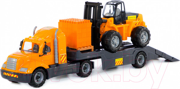 Изображение товара Набор игрушечной техники Полесье Майк с автокаром и конструктором / 55705 (в сеточке)