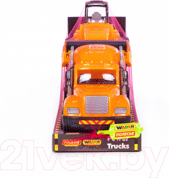 Изображение товара Трейлер игрушечный Полесье Майк с дорожным катком / 58584 (в лотке)