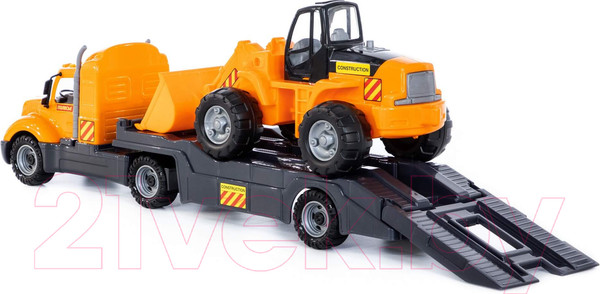 Изображение товара Набор игрушечной техники Полесье Майк с трактором-погрузчиком / 58591 (в лотке)