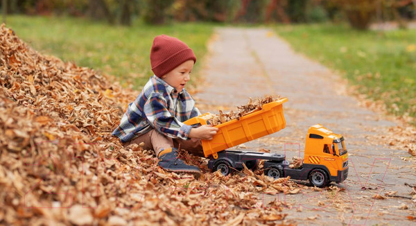 Изображение товара Самосвал игрушечный Полесье с полуприцепом / 8749 (в сеточке)