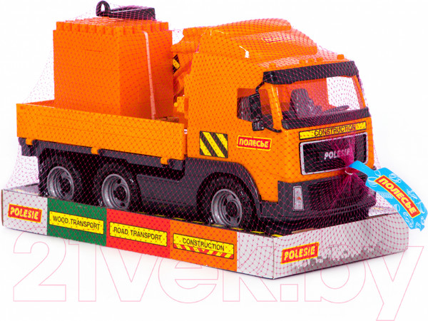 Изображение товара Кран игрушечный Полесье с манипулятором и конструктором / 58300 (в лотке)