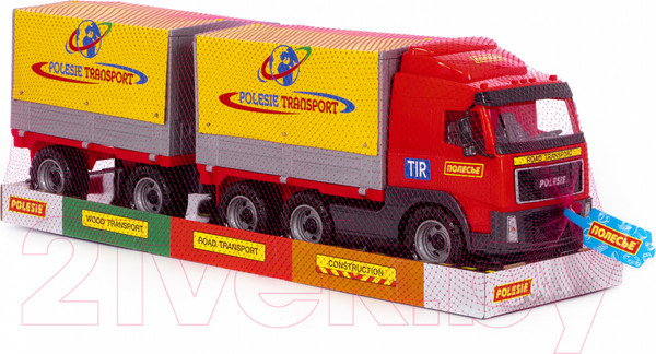 Изображение товара Самосвал игрушечный Полесье бортовой тентовый с прицепом / 58294 (в лотке)