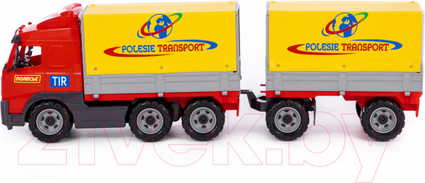Изображение товара Самосвал игрушечный Полесье бортовой тентовый с прицепом / 58294 (в лотке)