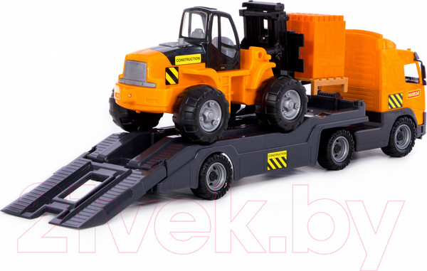 Изображение товара Набор игрушечной техники Полесье с автокаром и конструктором / 58409 (в лотке)