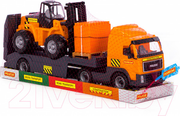 Изображение товара Набор игрушечной техники Полесье с автокаром и конструктором / 58409 (в лотке)
