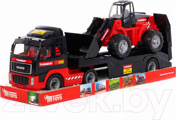 Изображение товара Набор игрушечной техники Полесье Mammoet с трактором-погрузчиком / 57105 (в лотке)