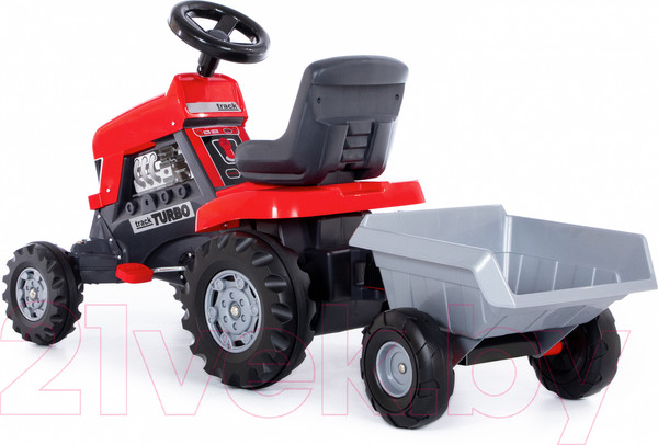 Изображение товара Каталка детская Полесье Turbo трактор с педалями и полуприцепом / 52681