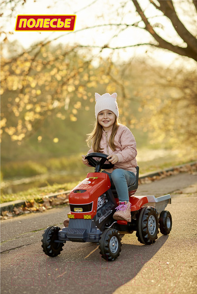 Изображение товара Каталка детская Полесье Turbo трактор с педалями и полуприцепом / 52681