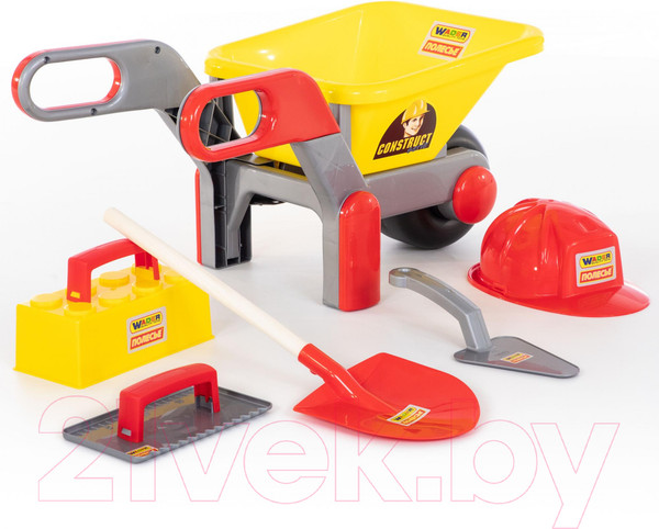 Изображение товара Тачка игрушечная Полесье Детская тачка №4 Construct с набором каменщика №4 / 50229