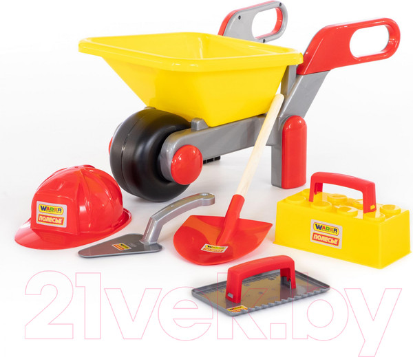 Изображение товара Тачка игрушечная Полесье Детская тачка №4 Construct с набором каменщика №4 / 50229