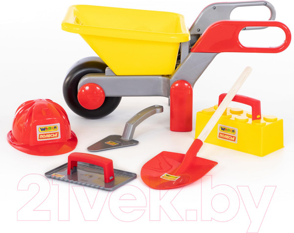 Изображение товара Тачка игрушечная Полесье Детская тачка №4 Construct с набором каменщика №4 / 50229