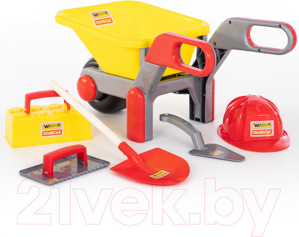 Изображение товара Тачка игрушечная Полесье Детская тачка №4 Construct с набором каменщика №4 / 50229