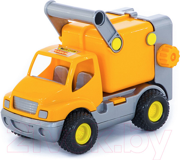 Изображение товара Мусоровоз игрушечный Полесье Коммунальный автомобиль КонсТрак / 0414 (оранжевый, в сеточке)