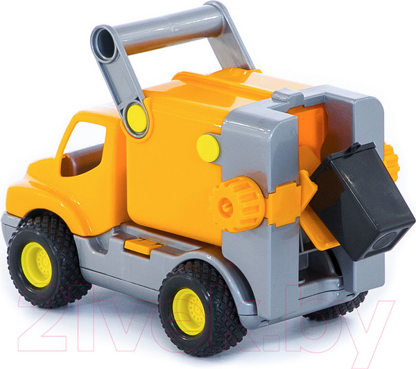 Изображение товара Мусоровоз игрушечный Полесье Коммунальный автомобиль КонсТрак / 0414 (оранжевый, в сеточке)