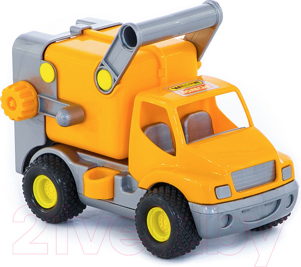 Изображение товара Мусоровоз игрушечный Полесье Коммунальный автомобиль КонсТрак / 0414 (оранжевый, в сеточке)