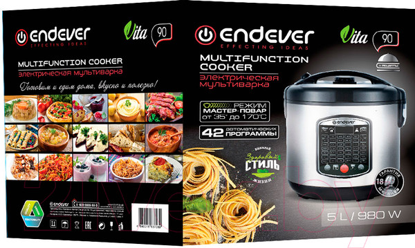 Изображение товара Мультиварка Endever Vita 90 (черный/сталь)