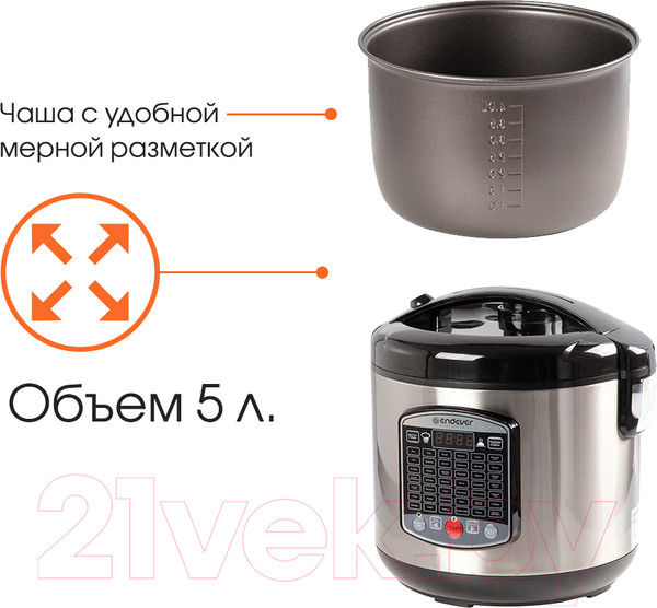 Изображение товара Мультиварка Endever Vita 90 (черный/сталь)