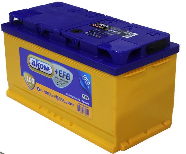 Изображение товара Автомобильный аккумулятор AKOM 6СТ-100 Евро+EFB (100 А/ч)