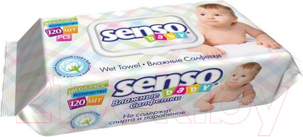 Изображение товара Влажные салфетки детские Senso Baby С клапаном (120шт)