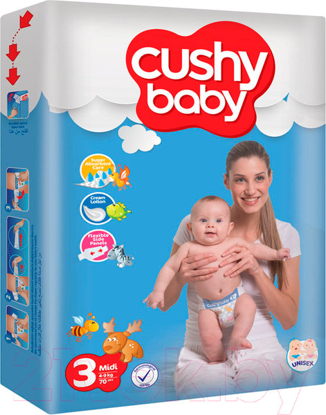Изображение товара Подгузники детские Cushy Baby Midi (70шт)