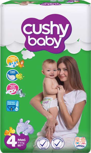 Изображение товара Подгузники детские Cushy Baby Maxi (60шт)