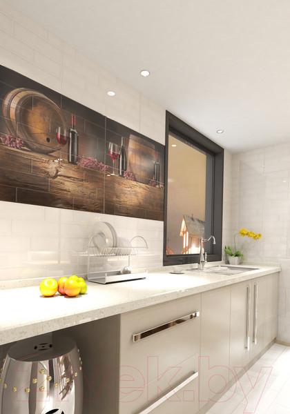 Изображение товара Элемент панно Beryoza Ceramica Брик 1 кремовый (300x600)