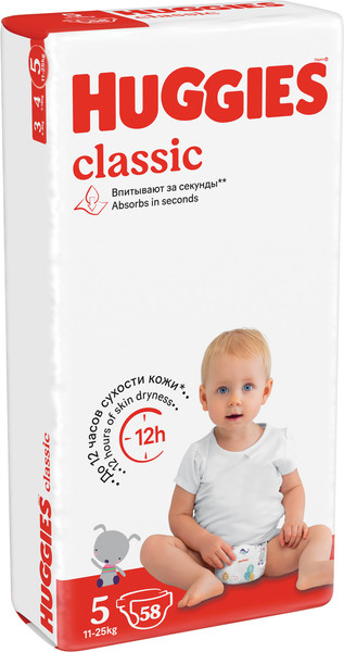 Изображение товара Подгузники детские Huggies Classic 5 Mega (58шт)