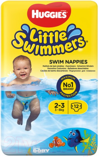 Изображение товара Подгузники-трусики детские Huggies Little Swimmers 2-3 (12шт)