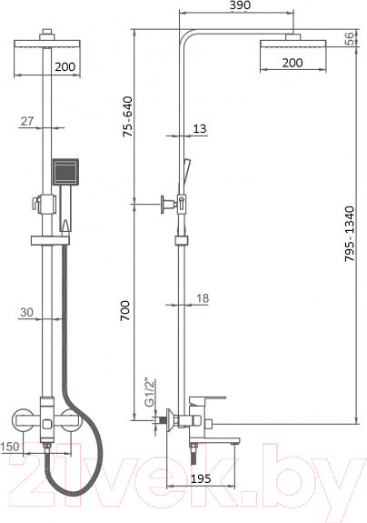 Изображение товара Душевая система со смесителем Wisent W3506