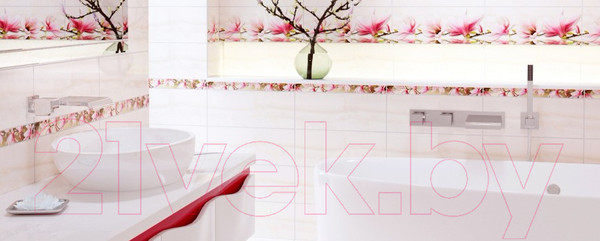 Изображение товара Элемент панно Beryoza Ceramica Мираж 2 серо-розовый (500x200)