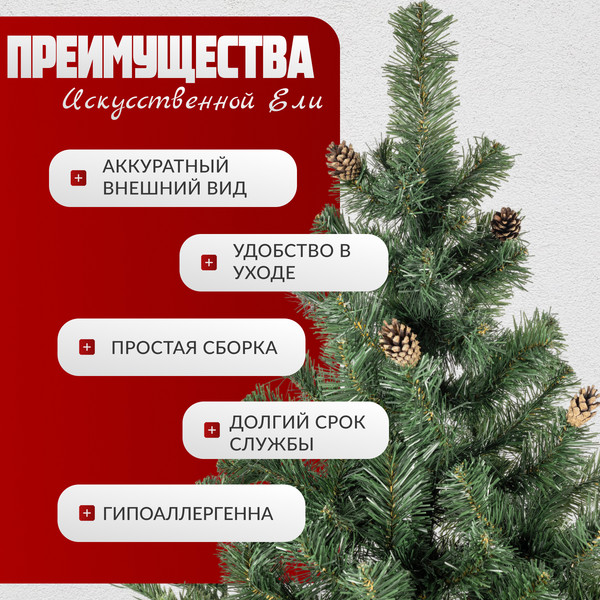 Изображение товара Ель искусственная Maxy Poland Русская с шишками (1.5м)