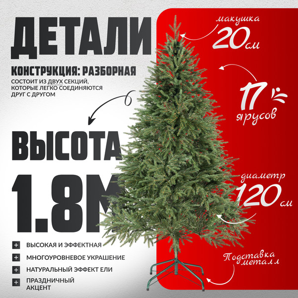 Изображение товара Ель искусственная Maxy Poland Рождественская литая (1.8м)