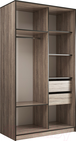 Изображение товара Шкаф-купе Евва 138 TS.01 / АЭП ШК.2 02 (трюфель/серебро)