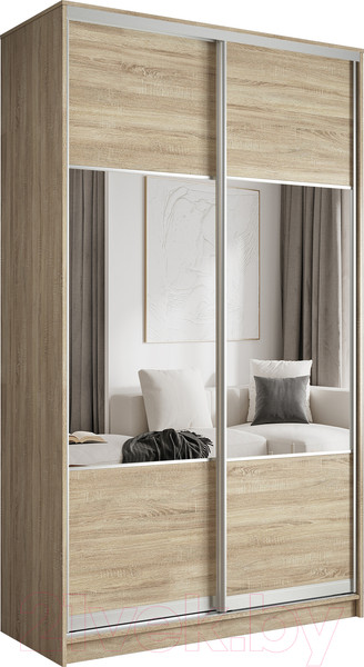 Изображение товара Шкаф-купе Евва 138 SS.01 / АЭП ШК.2 02 (сонома/серебро)