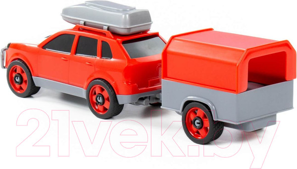 Изображение товара Автомобиль игрушечный Полесье Легковой с прицепом / 53688 (в сеточке)